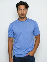 Thunder SkyBlue Melange Knitted Cotton T-Shirt