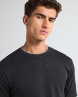 Thunder Charcoal Black Melange Knitted Cotton T-Shirt