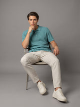 Resco Teal Green Knitted Cotton Polo T-Shirt