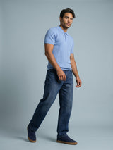 Potenza SkyBlue Knitted Cotton Polo T-Shirt