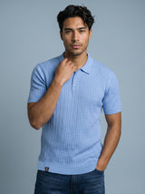 Potenza SkyBlue Knitted Cotton Polo T-Shirt