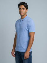 Potenza SkyBlue Knitted Cotton Polo T-Shirt