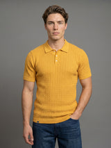 Potenza Turmeric Yellow Knitted Cotton Polo T-Shirt