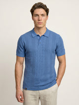 Wonder Steel Blue Knitted Cotton Polo T-Shirt