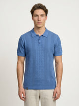 Wonder Steel Blue Knitted Cotton Polo T-Shirt