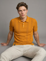 Wonder Goldenrod Yellow Knitted Cotton Polo T-Shirt