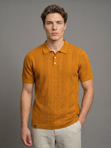 Wonder Goldenrod Yellow Knitted Cotton Polo T-Shirt