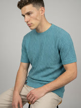Triton Teal Green Knitted Cotton T-Shirt