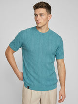 Triton Teal Green Knitted Cotton T-Shirt