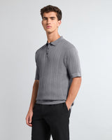 Binasco Gray Knitted Cotton Polo T-Shirt