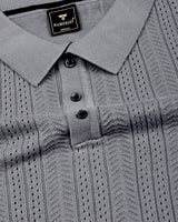 Binasco Gray Knitted Cotton Polo T-Shirt