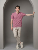 Binasco Onion Pink Knitted Cotton Polo T-Shirt