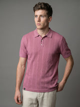Binasco Onion Pink Knitted Cotton Polo T-Shirt
