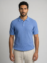 Potenza Baby Blue Melange Knitted Cotton Polo T-Shirt
