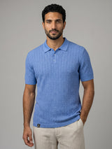 Potenza Baby Blue Melange Knitted Cotton Polo T-Shirt