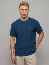 Triton Peacock Blue Knitted Cotton T-Shirt