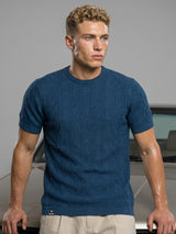 Triton Peacock Blue Knitted Cotton T-Shirt