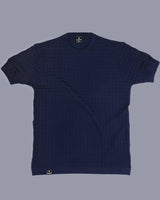 Krypton NavyBlue Ice Cube Knitted Cotton T-Shirt