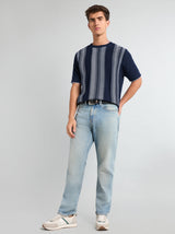 Infra NavyBlue Knitted Cotton Designer T-Shirt