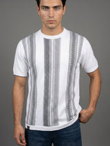 Infra Bright White Knitted Cotton Designer T-Shirt