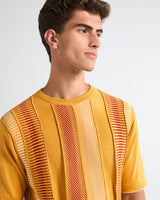 Infra Mustard Yellow Knitted Cotton Designer T-Shirt