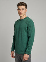 Vibrant Hunter Green Melange Knitted Cotton Full Sleeves T-Shirt