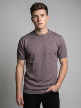 Thunder Driftwood Melange Knitted Cotton T-Shirt