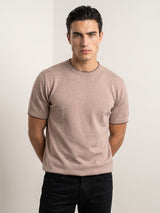 Thunder Coco Cream Melange Knitted Cotton T-Shirt