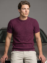 Lisson Wine Maroon Knitted Cotton T-Shirt