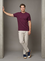 Lisson Wine Maroon Knitted Cotton T-Shirt