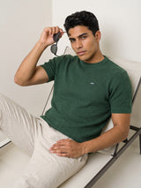 Infinite Fern Green Knitted Cotton T-Shirt