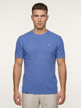 Infinite SkyBlue Knitted Melange Cotton T-Shirt