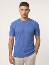 Infinite SkyBlue Knitted Melange Cotton T-Shirt