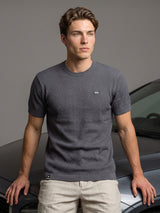 Infinite Ash Gray Knitted Cotton T-Shirt