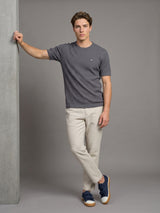 Infinite Ash Gray Knitted Cotton T-Shirt