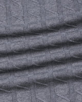 Tbesta Gray Knitted Melange Cotton Zipper Polo T-Shirt