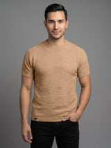 Loreto Clay Cream Knitted Cotton T-Shirt