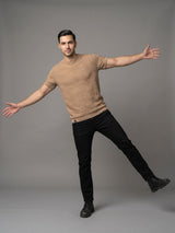 Loreto Clay Cream Knitted Cotton T-Shirt