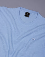 Loreto Ice Blue Knitted Cotton T-Shirt