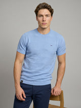 Loreto Ice Blue Knitted Cotton T-Shirt