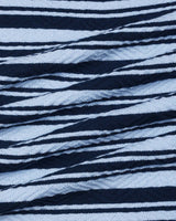 Tuzon Blue Stripe Knitted Cotton T-Shirt