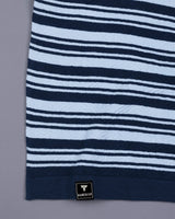 Tuzon Blue Stripe Knitted Cotton T-Shirt