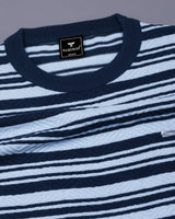 Tuzon Blue Stripe Knitted Cotton T-Shirt