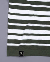 Aura Green Stripe Knitted Cotton T-Shirt