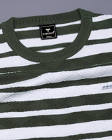 Aura Green Stripe Knitted Cotton T-Shirt