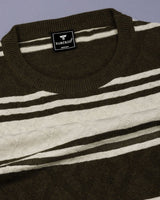 Mexico Green With Dust White Stripe Knitted Cotton T-Shirt