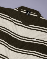 Mexico Green With Dust White Stripe Knitted Cotton T-Shirt