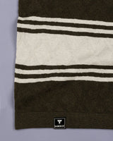 Mexico Green With Dust White Stripe Knitted Cotton T-Shirt