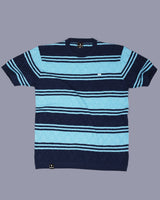Mexico AquaBlue Multi Stripe Knitted Cotton T-Shirt