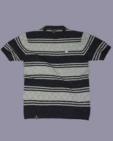 Mexico Gray Multi Stripe Knitted Cotton T-Shirt